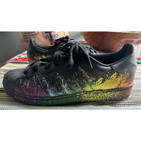 Adidas Superstar Pride BB1687 Paint Splatter Size US Mens 7 LGBTQ RARE - Picture 6 of 11